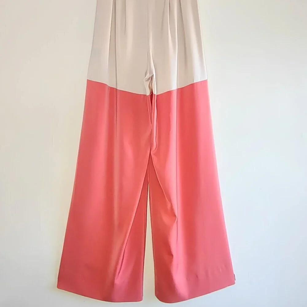 NEW Kimberly Goldson Wide-Leg Satin Trousers Colorblock Size 4 Quiet Luxury - Picture 7 of 14